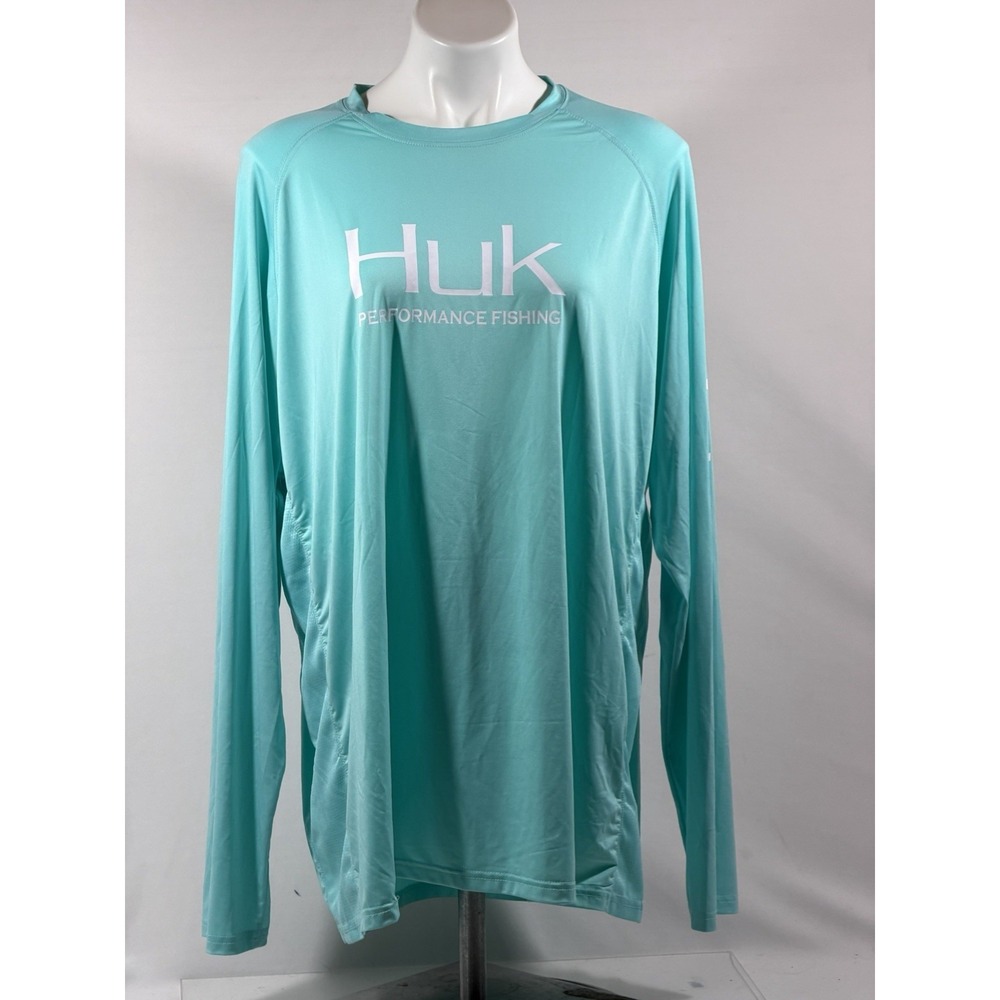 Huk Fishing Shirt XXL Teal Quick Dry Coastal Outdoorsman Performance